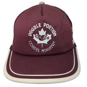 Double Portion Gospel Ministry Trucker Hat Red OS Adjustable Mesh Back Young An
